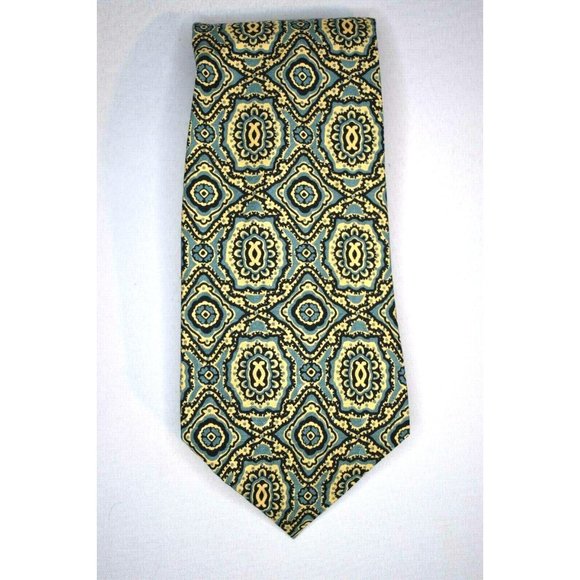 Polo Ralph Lauren Tie Yellow/Blue Silk 59" x 3 3/4" - Picture 4 of 5